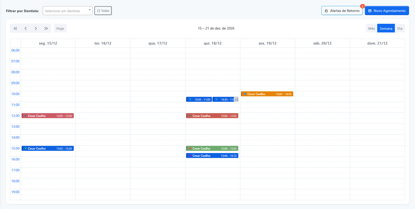 Tela do sistema Lunar Odonto